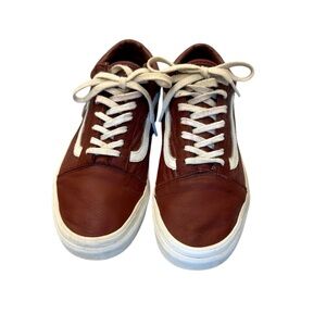 Vans White and Burgundy Old Skool Leather Size 7 Men’s 5.5